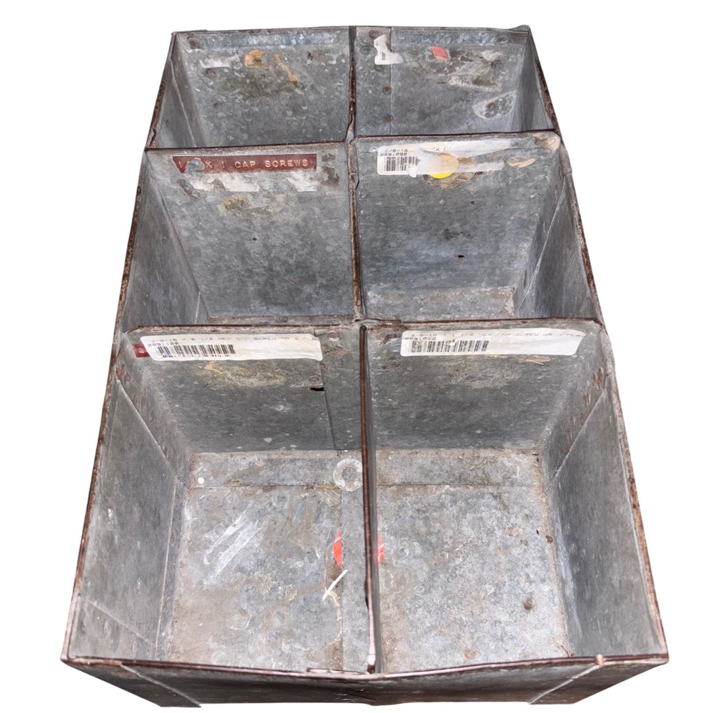 VTG Galvanize Steel Hardware Bin Industrial Rustic Organizer Cubby Shelf Storage